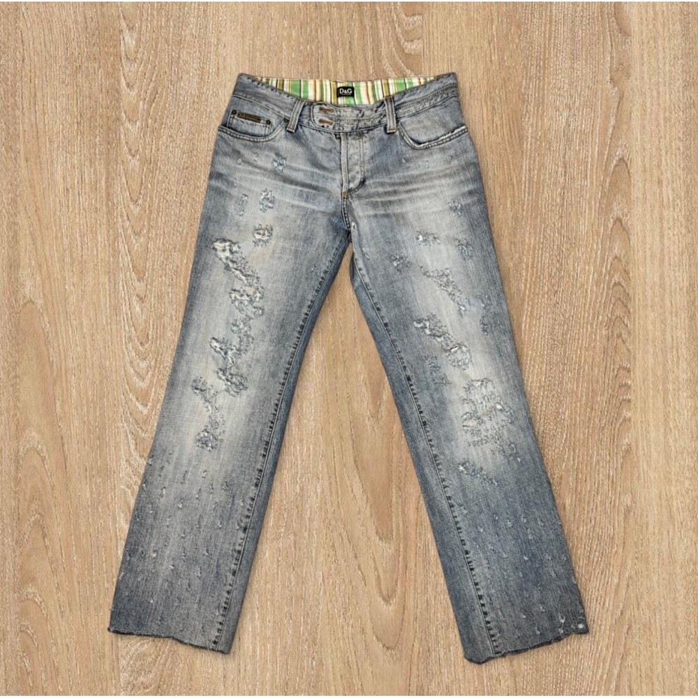 Dolce & Gabbana D&G Mens 33 Distressed Jeans Made in Italy Studded Button Fly 32